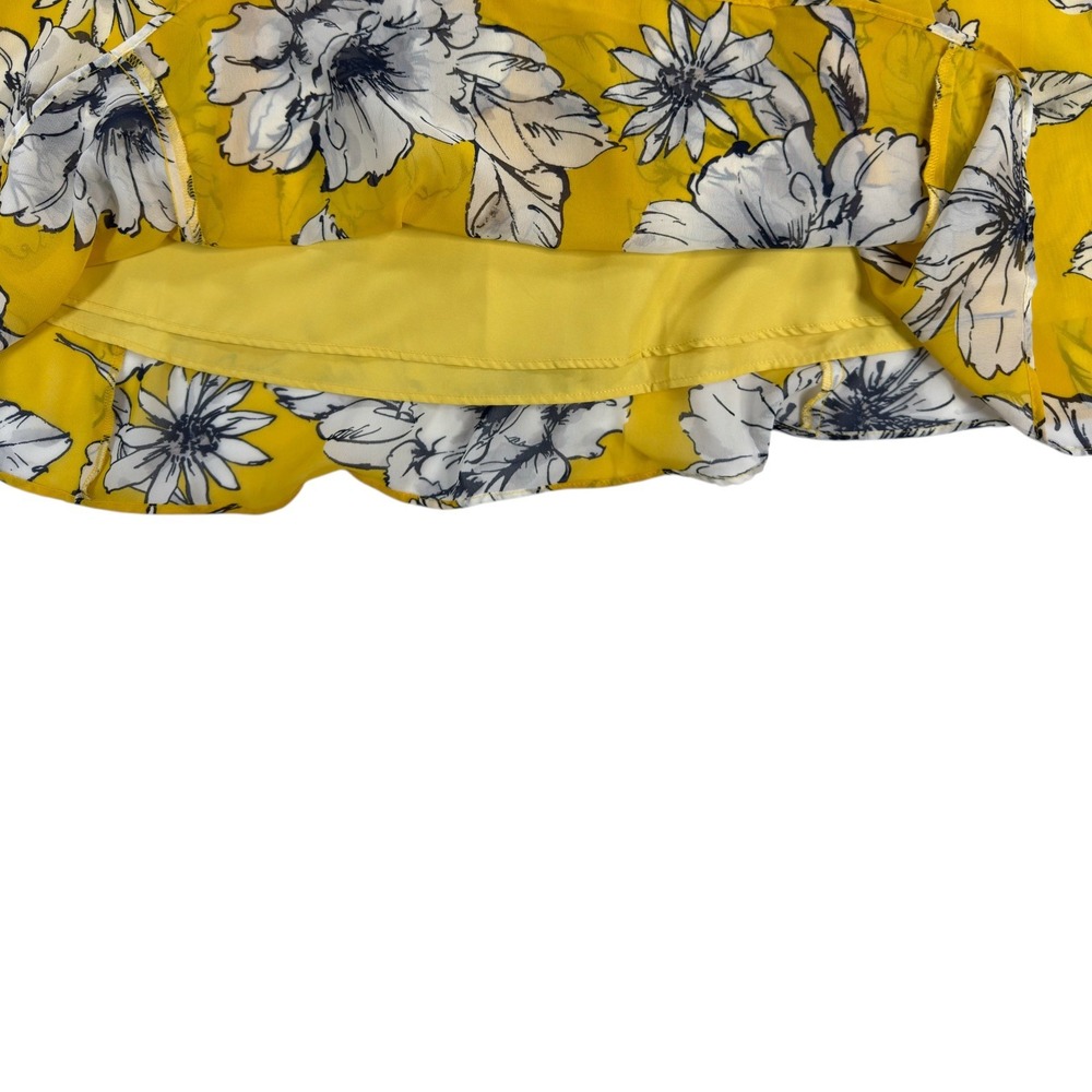 NWT Ann Taylor Factory Floral Midi Skirt 6P Yellow A-Line Flowy Summer Garden - Picture 3 of 10